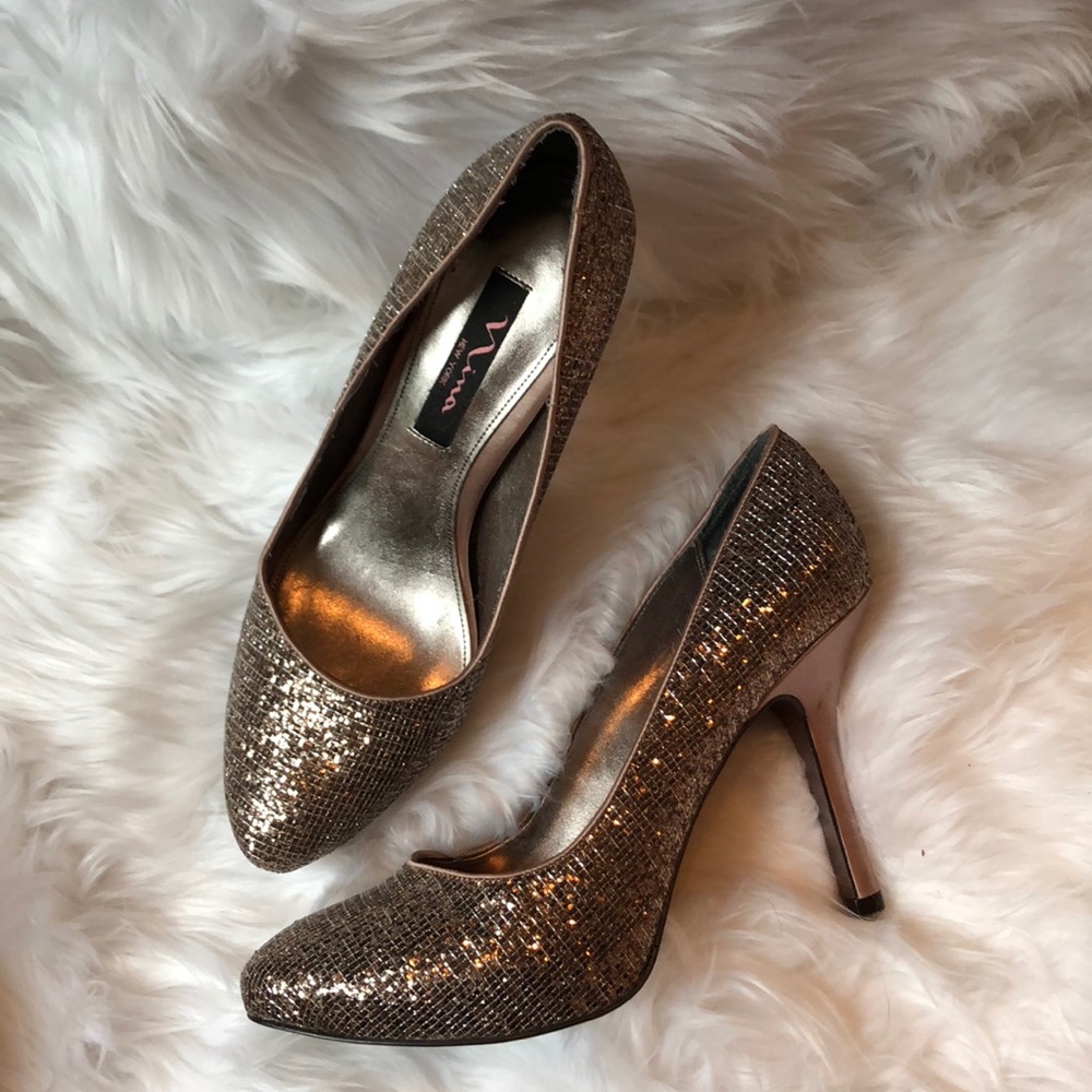 Nina New York Copper Bronze Sparkle Pumps
